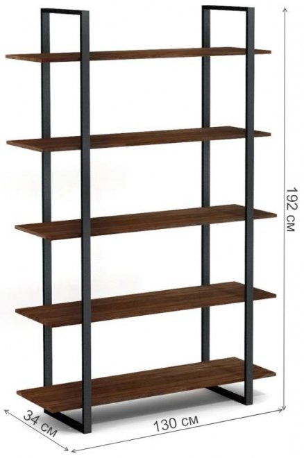 Стеллаж Akur Loft Madison металлокаркас черный декор венге