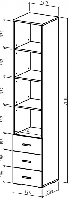 Стеллаж Мартин-2 дуб молочный