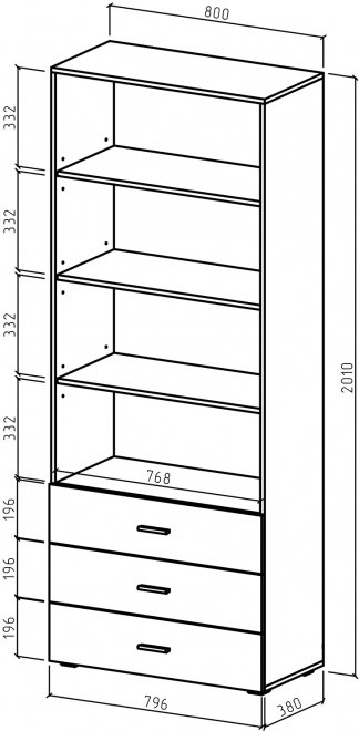 Стеллаж Мартин-4 дуб апрель темный