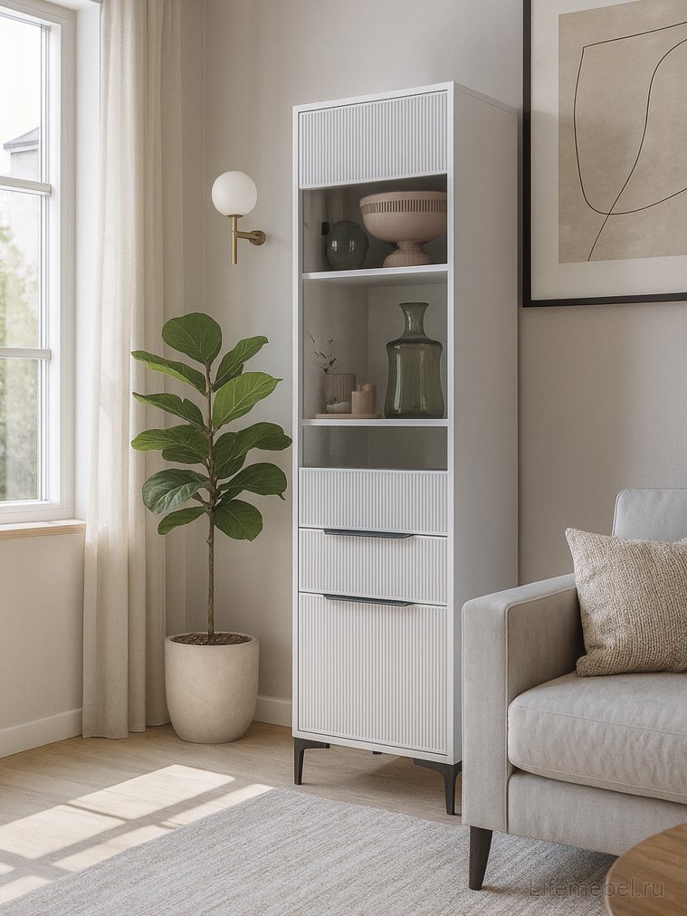 Стеллаж Иадама белый / белый глянец