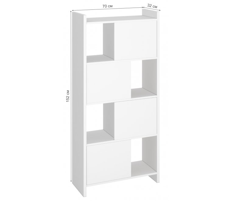 Стеллаж с дверцами 152 см белый