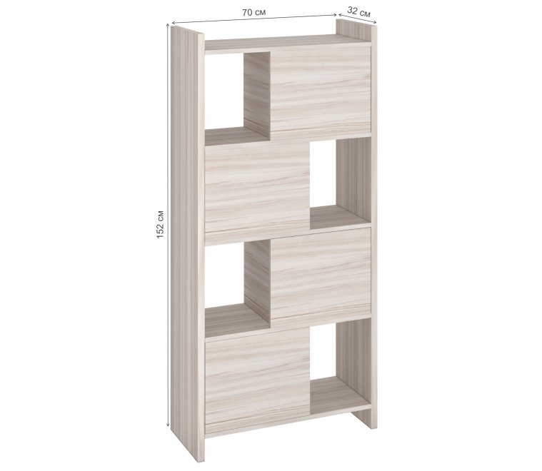 Стеллаж с дверцами 152 см карамель