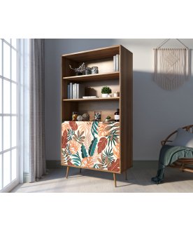 Книжный шкаф Воаб с дверками орех / принт 25