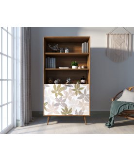 Книжный шкаф Воаб с дверками орех / принт 27