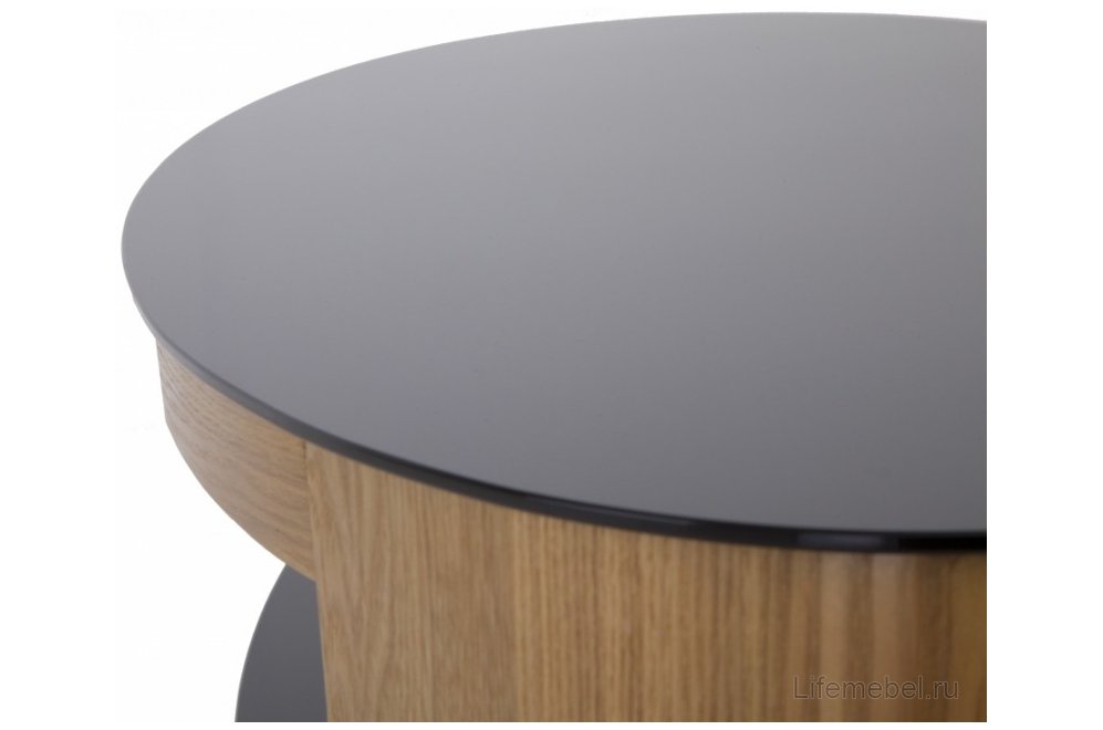 Тумба под ТВ Buckingham черное стекло / Натуральный шпон дуб