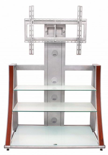 ТВ-тумба Горка стекло серебристое / декор махагон