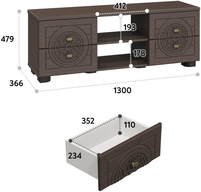 ТВ-тумба Монблан МБ-39К венге / орех шоколадный