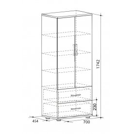 Шкаф малый со стеклом Сити 6.1