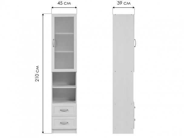 Шкаф-пенал Колибри бодега со стеклом