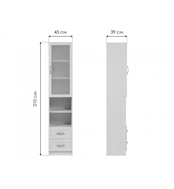 Шкаф-пенал Колибри бодега со стеклом