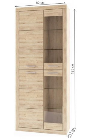 Витрина Oskar 2V2D дуб санремо