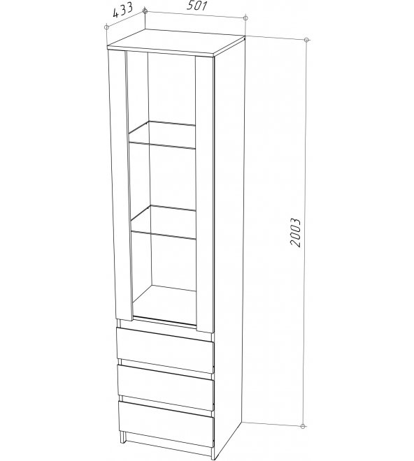 Витрина Рунтроп ШКВ-1 дуб сонома