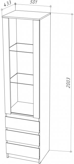 Витрина Рунтроп ШКВ-1 дуб вотан