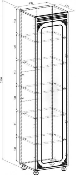 Витрина Ассоль АС-533К со стеклом правая белое дерево