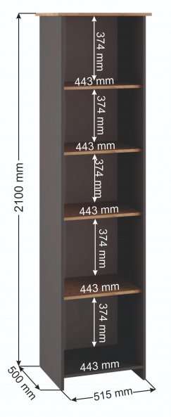 Витрина Теодора графит / крафт золотой