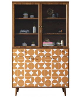 Книжный шкаф Воаб орех / принт 14