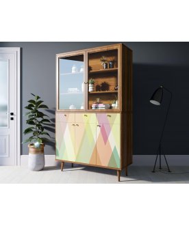 Книжный шкаф Воаб орех / принт 16