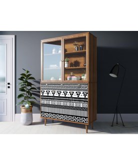 Книжный шкаф Воаб орех / принт 19