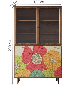 Книжный шкаф Воаб орех / принт 5