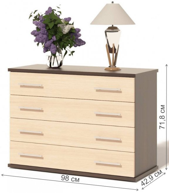 Комод Т-2 венге / беленый дуб