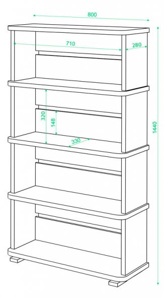 Cтеллаж Эланта-25/4 В венге
