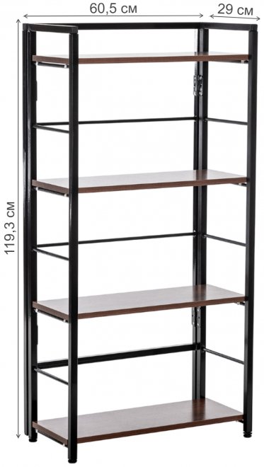 Стеллаж Leset Пако 1200 чёрный / орех донской