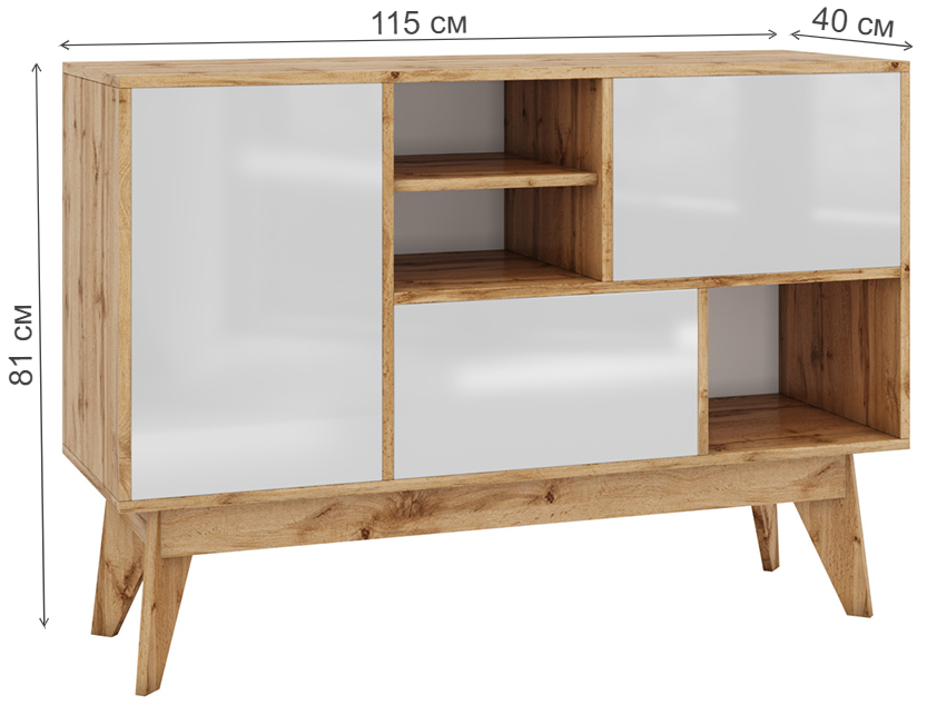 Тумба Хелен 2212 дуб ватан / белый лак