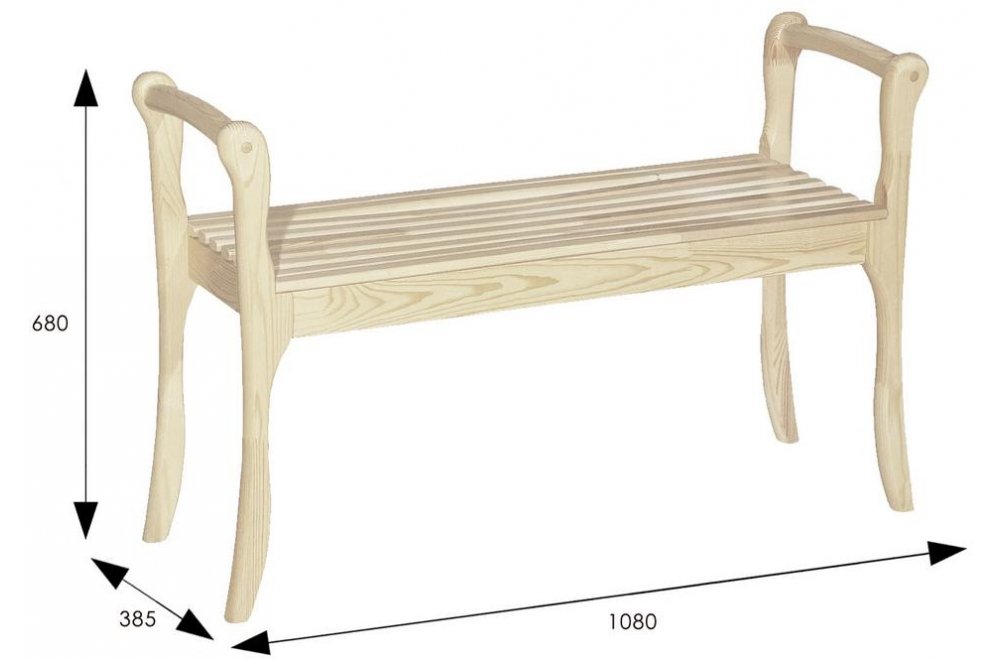 Банкетка Массив с подлокотниками каркас лак