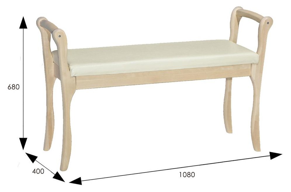Банкетка Мягкая с подлокотниками экокожа крем / каркас лак