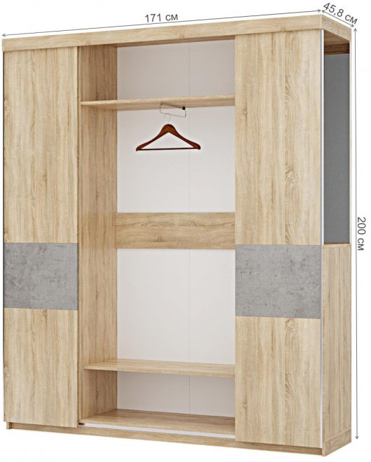 Готовая прихожая Турин 2602.М1 дуб сонома / бетон чикаго