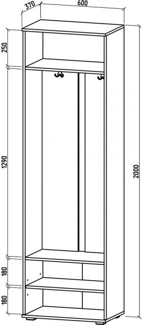 Обувница с вешалкой Тунис дуб сонома / белый