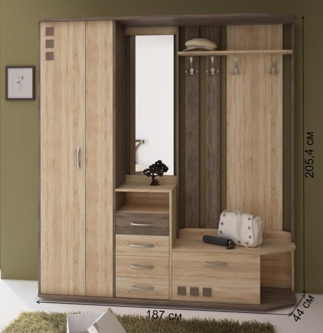 Прихожая 12.7 ель светлая / стерлинг темный