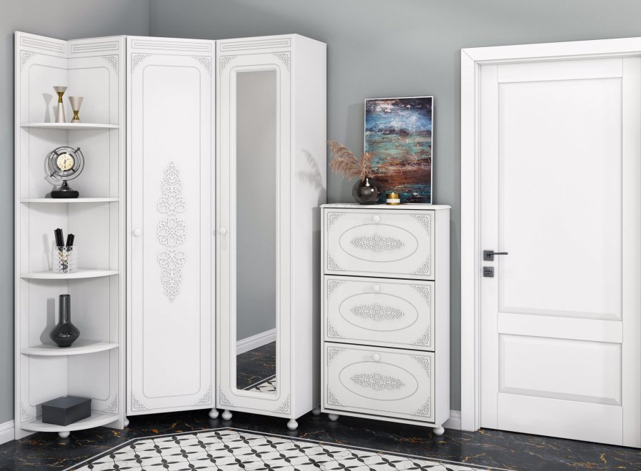 Модульная прихожая Ассоль АС-055 белое дерево (К)
