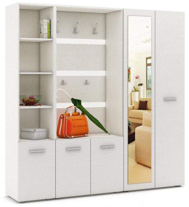 Модульная прихожая Плутон-2 белое дерево