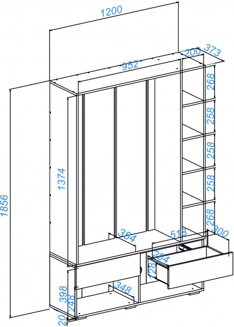 Модульная прихожая Роут кашемир / дуб вотан комплектация 9
