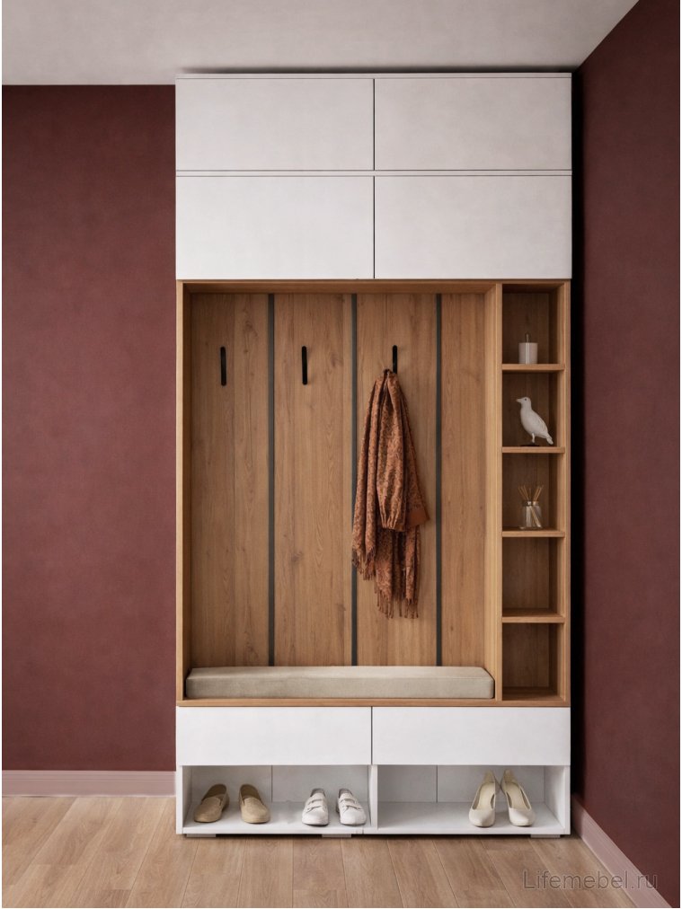 Модульная прихожая Роут / Прага белый / дуб вотан комплектация 9