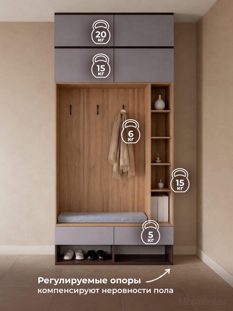 Модульная прихожая Роут венге / графит софт комплектация 9