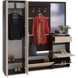 Модульная прихожая ТП-3 + ТП-2 + ПЗ-3 + ВШ-3.1 + ШО-1 венге / беленый дуб (комплектация 6)