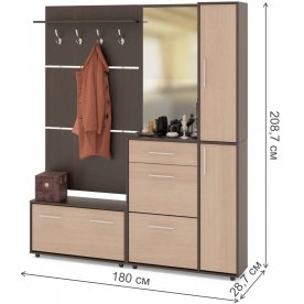 Модульная прихожая ВШ-3.1 + ТП-3 + ТП-4 + ПЗ-4 венге / беленый дуб (комплектация 4)