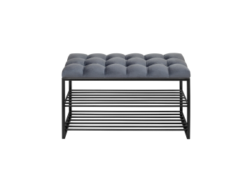 Тумба для обуви Сика с каретной стяжкой велюр Mouse Grey / черная