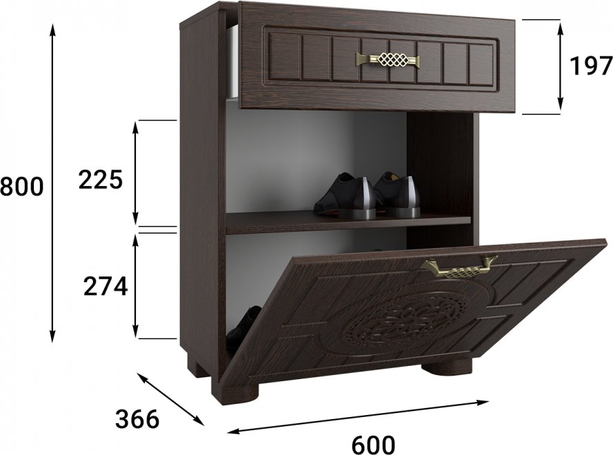 Обувница Монблан МБ-31К венге / орех шоколадный