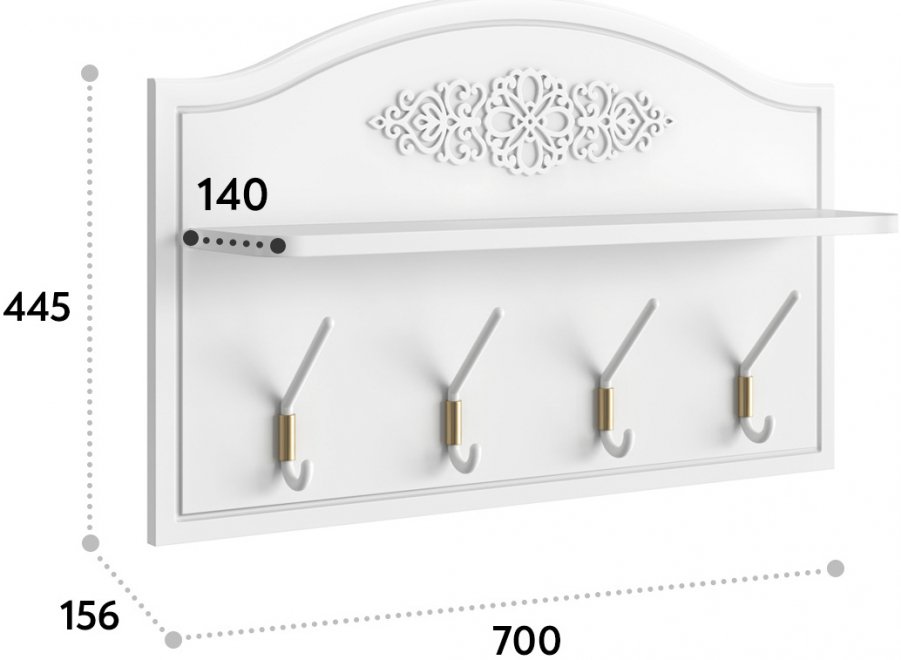 Настенная вешалка Ассоль АС-72 белое дерево