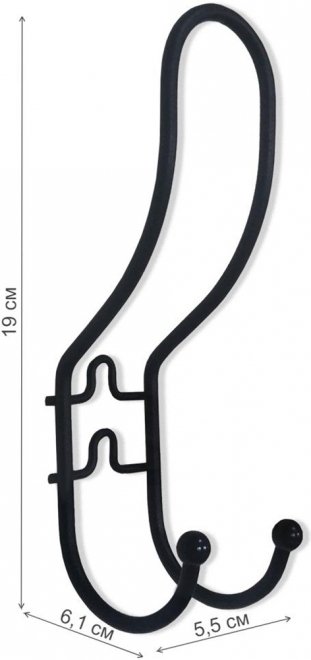 Настенная вешалка Крючок-2 черный / черный