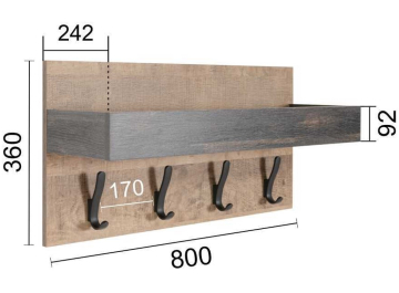 Вешалка настенная Туск дуб гранж песочный / интра