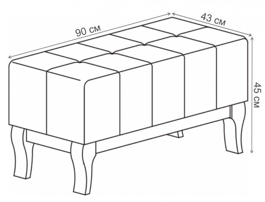 Банкетка №364.1 ПР 29 тортона / кожзам слоновая кость