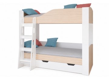Детская кровать Астра 2 с ящиком белый / дуб молочный