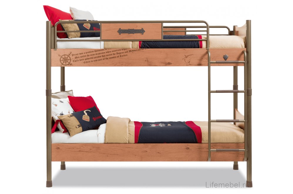 Двухъярусная кровать-корабль Pirate 90х200 орех
