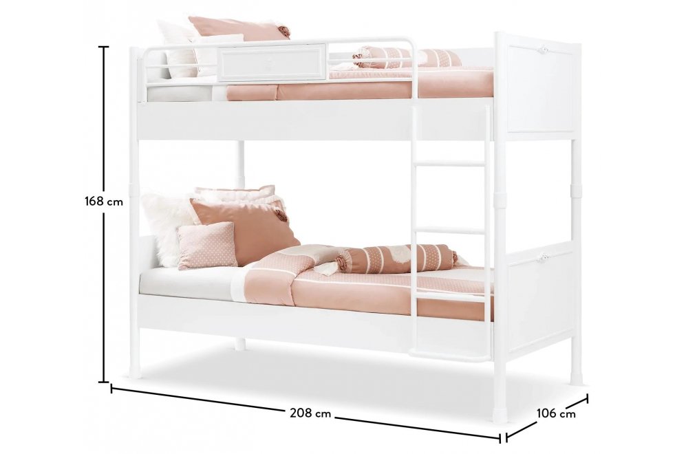 Двухъярусная кровать Romantica 90х200 белая