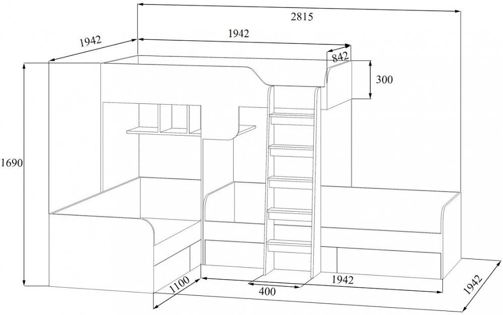 Двухъярусная кровать Трио белый / розовый