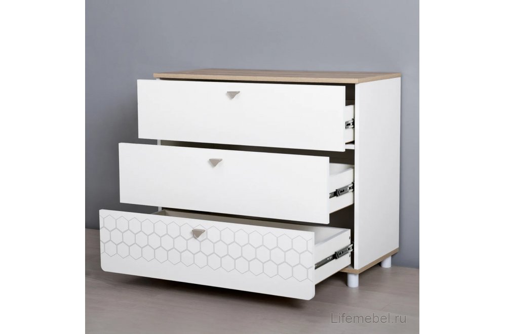 Комод Эльга белый шагрень / дуб белый exclusive